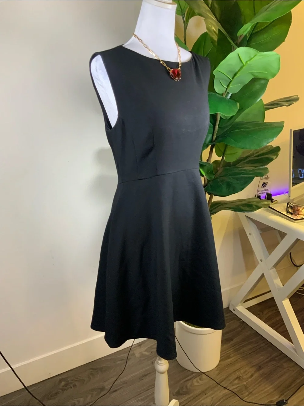 French Connection Black Sleeveless Fit-and-Flare Dress
